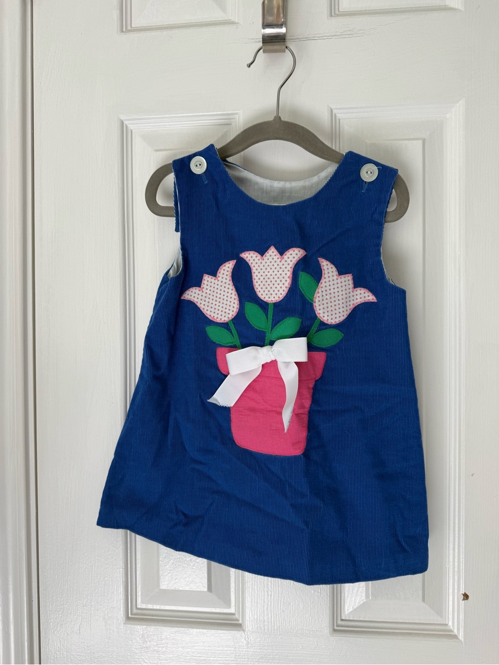 Tulip appliqué jumper dress 3t